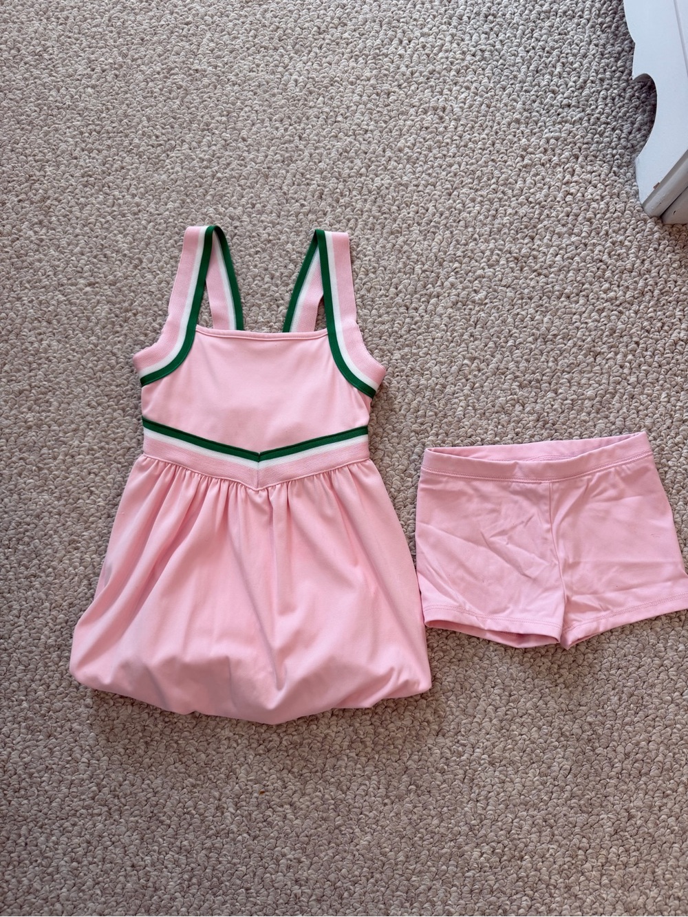 Gymboree Pink Tank Dress with Green Trim and detachable shorts
